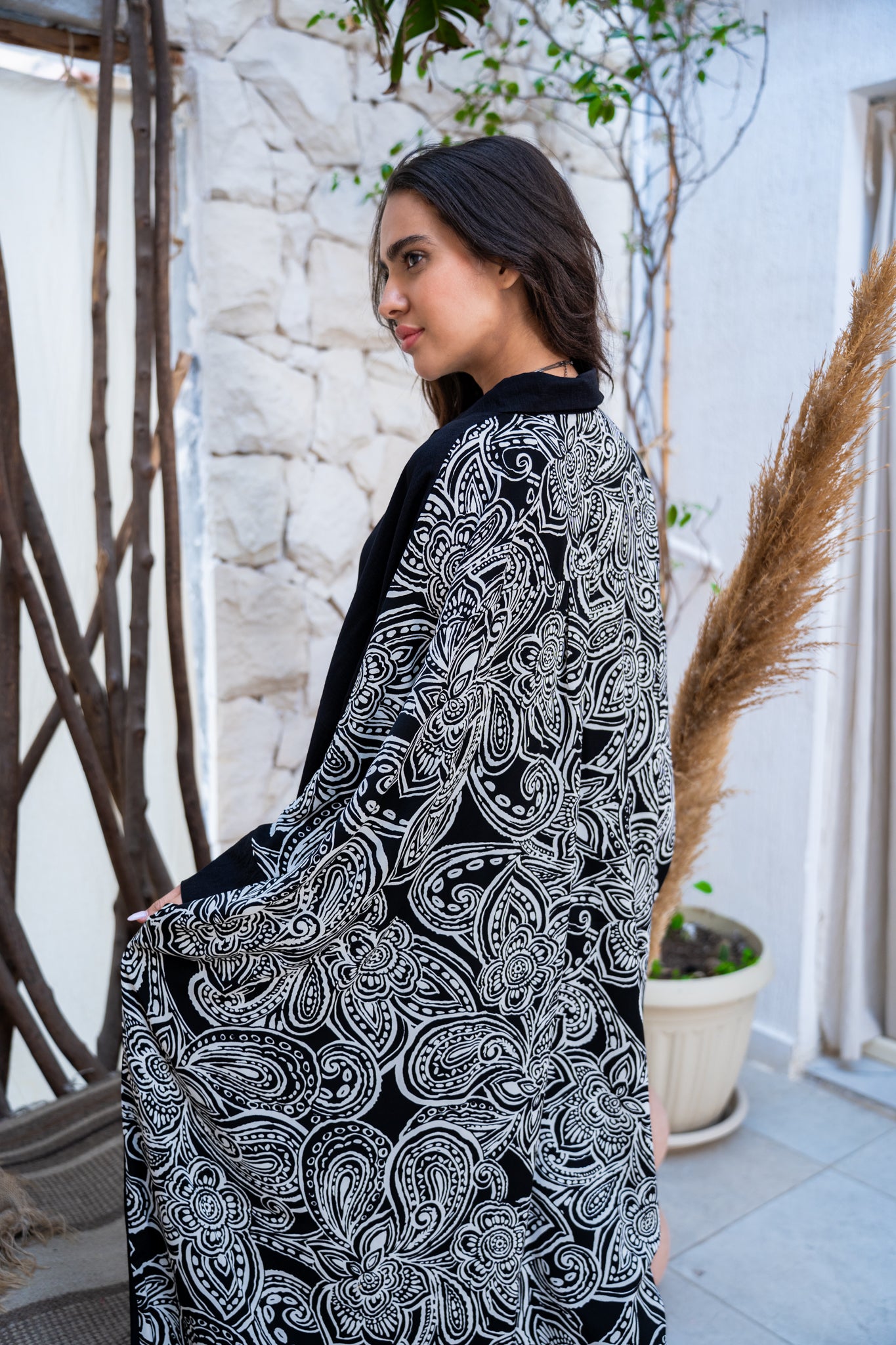 Black x printed shirt dress