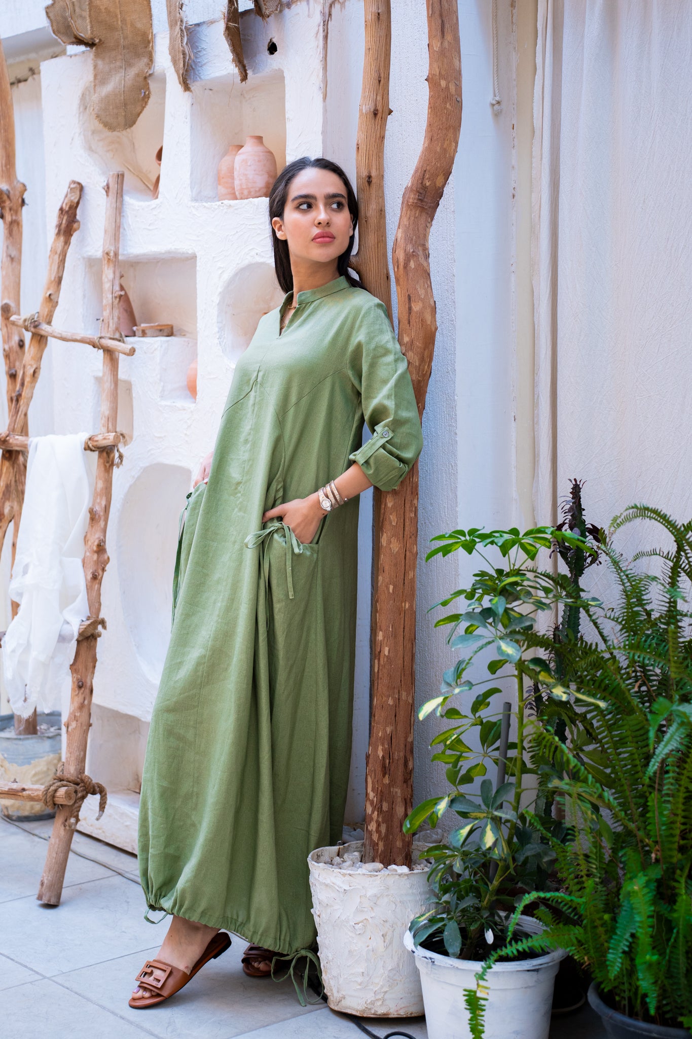 Olive green cargo dress
