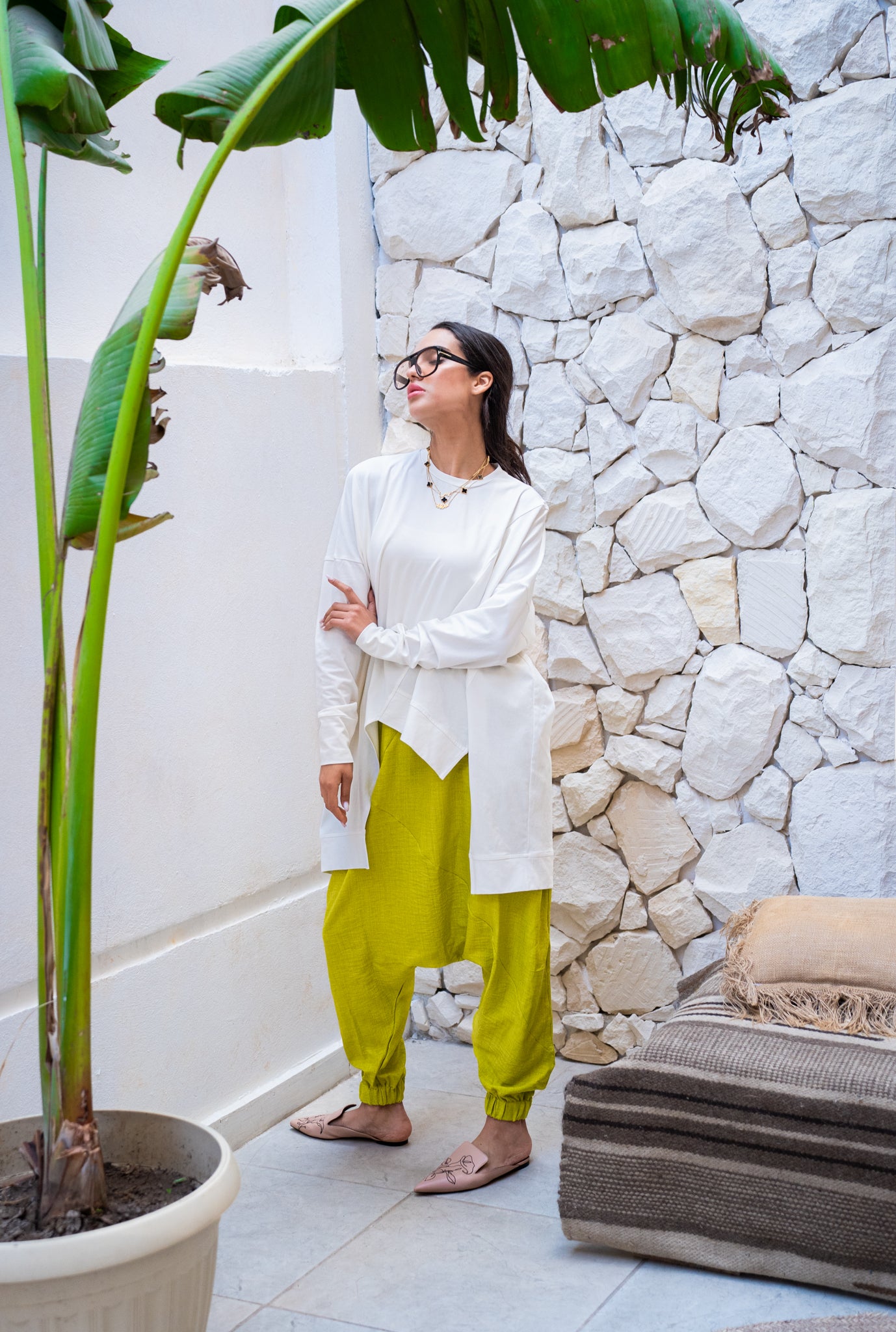 White cotton asymmetrical tshirt