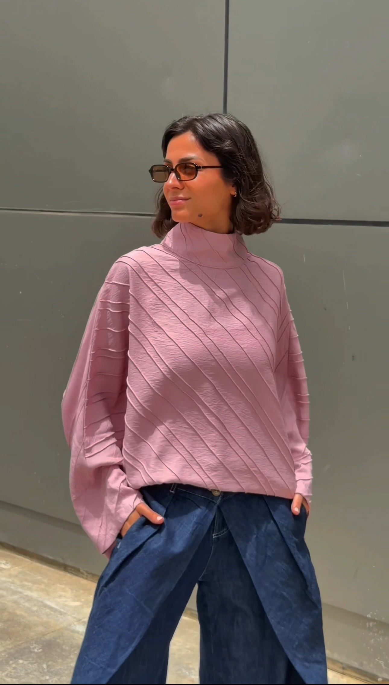 Asymmetrical pink top