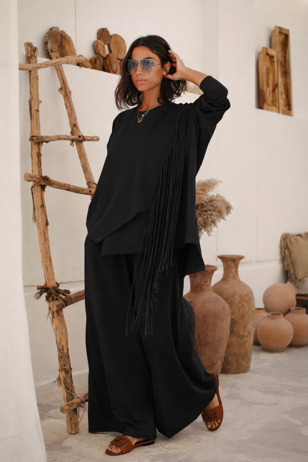 Black set with fringes