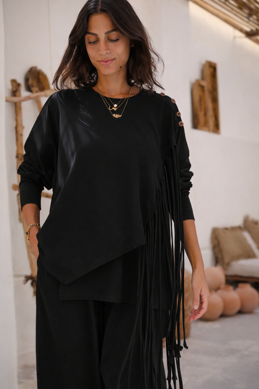 Black set with fringes