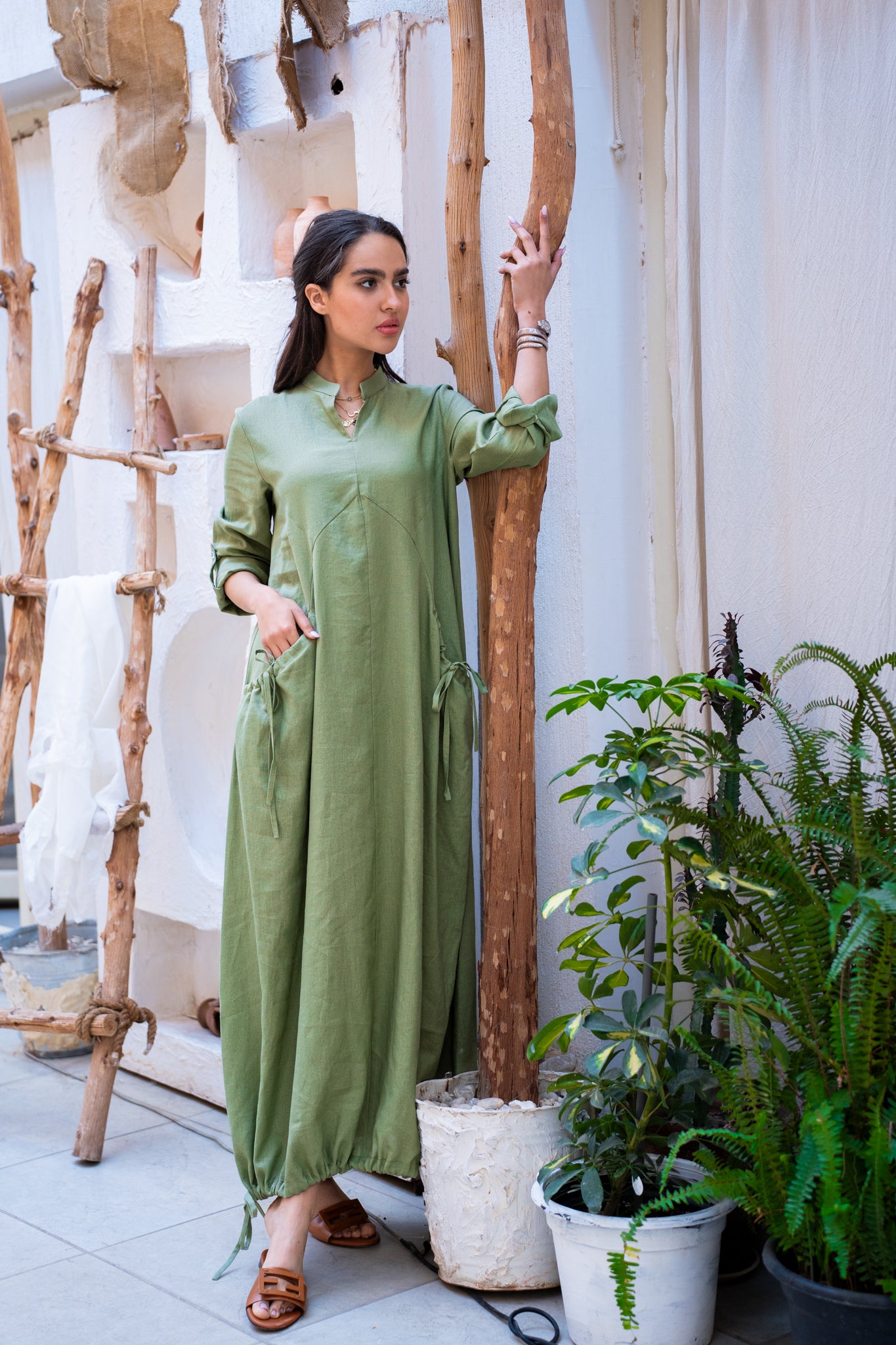 Olive green cargo dress