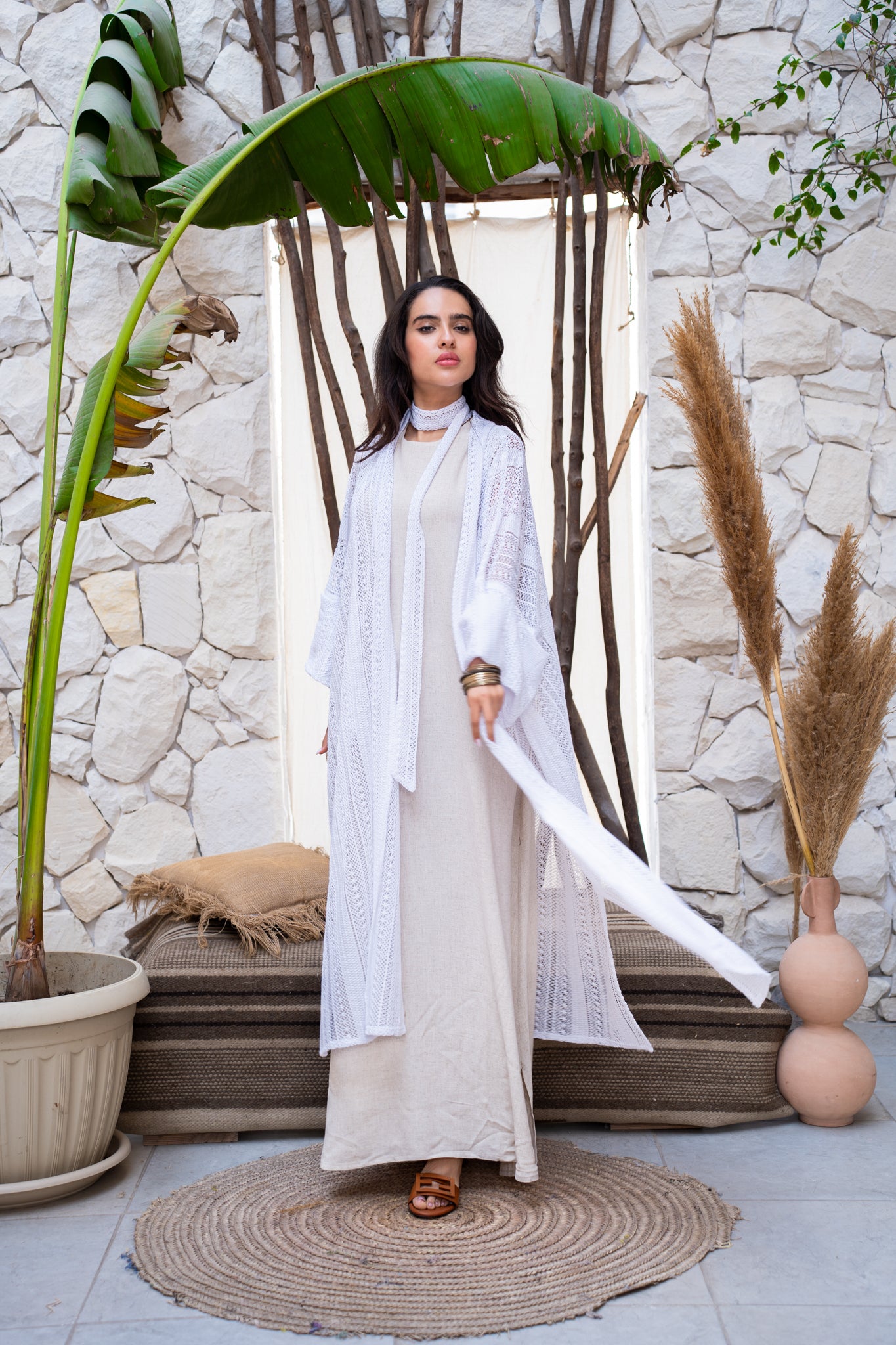 White kimono with belt