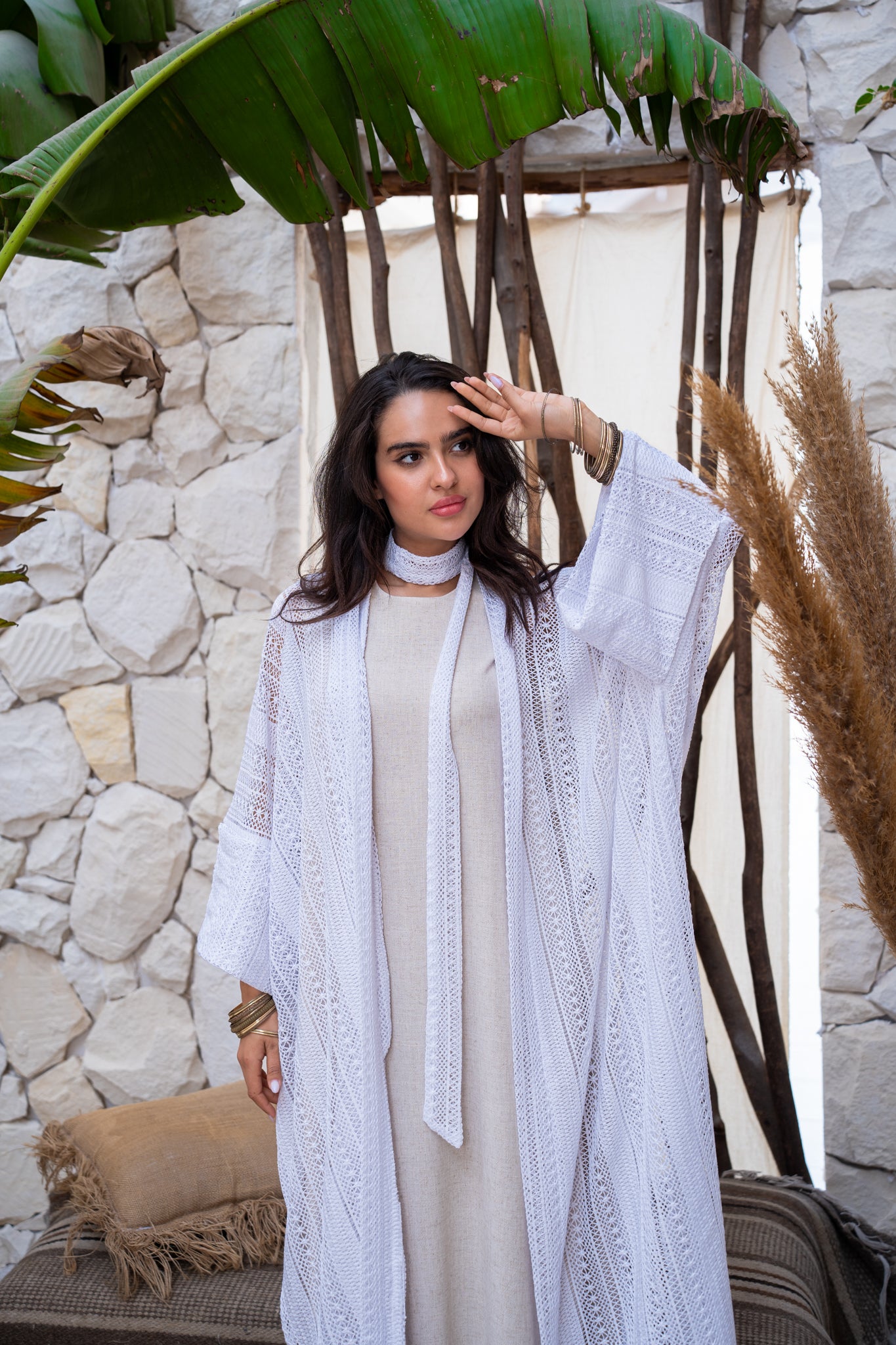 White kimono with belt