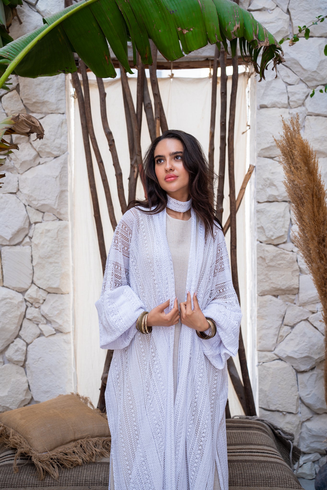 White kimono with belt