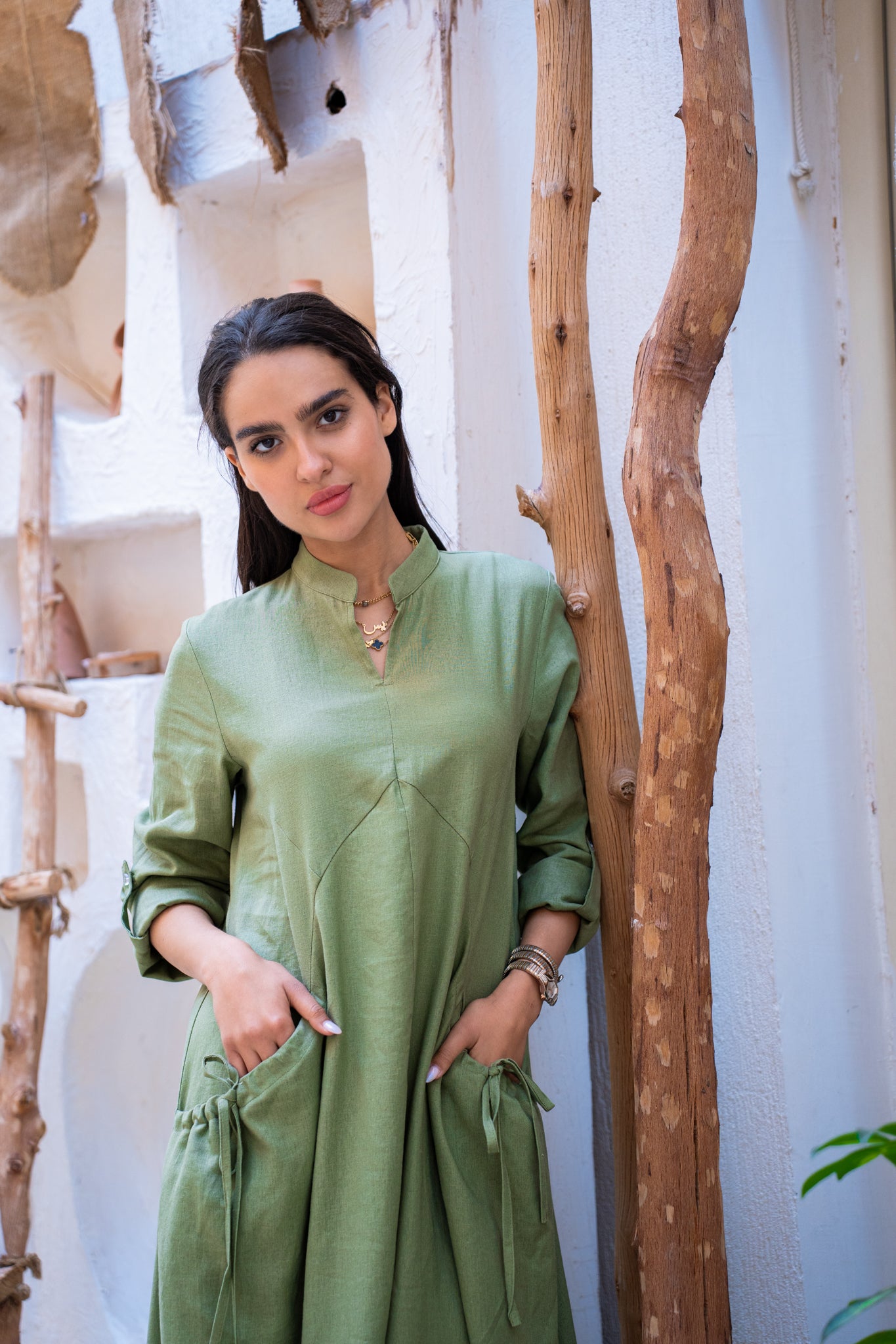 Olive green cargo dress