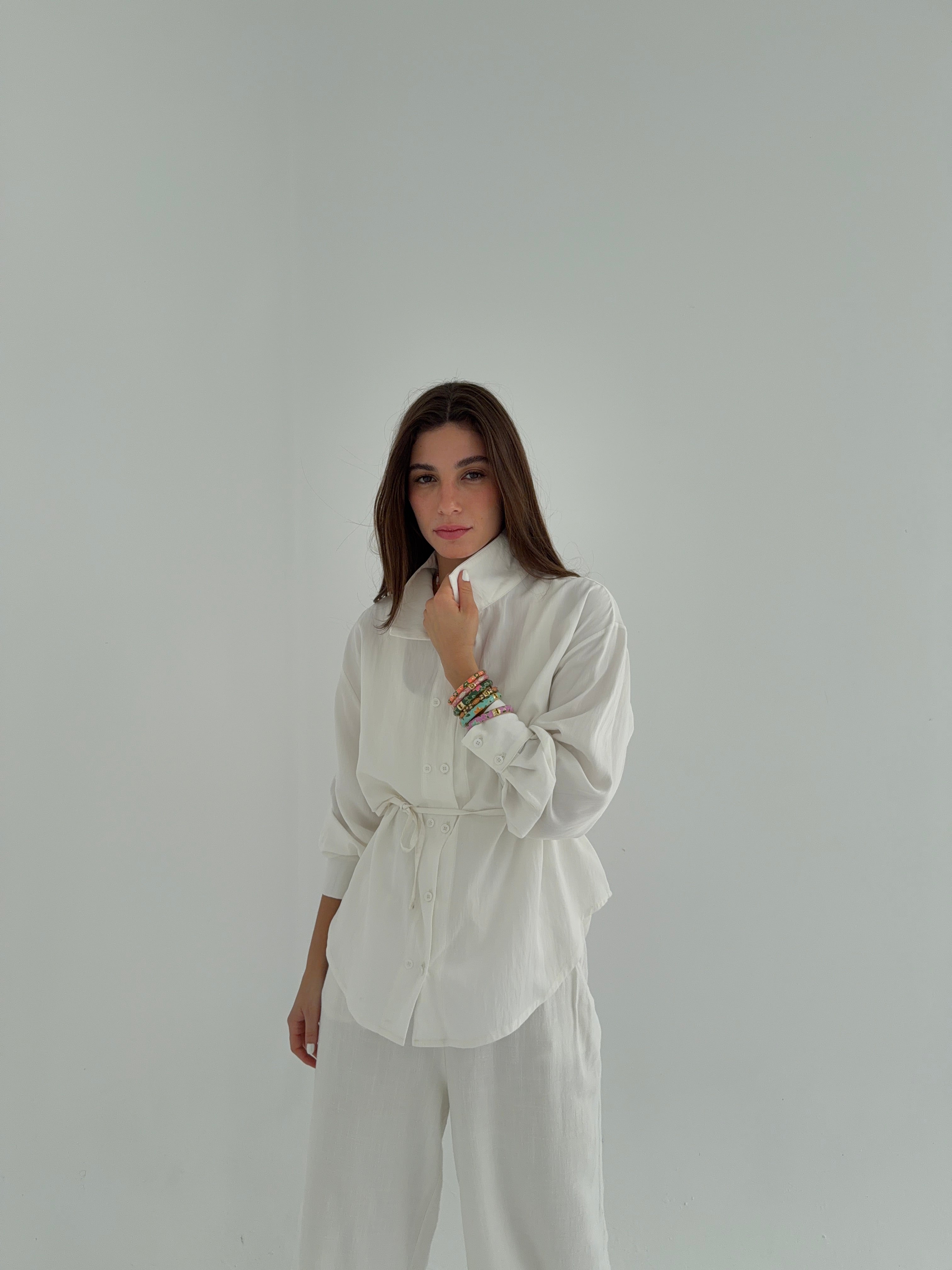 White double button shirt