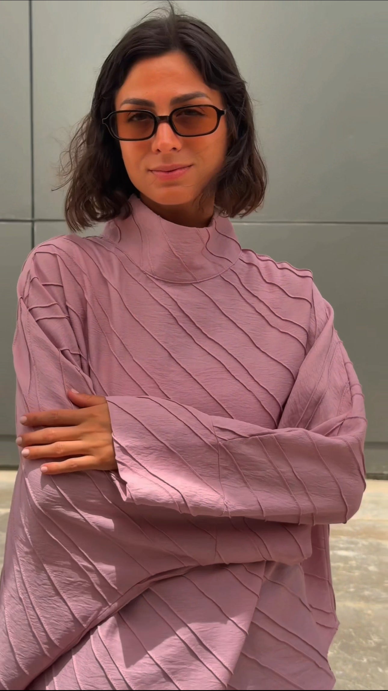 Asymmetrical pink top