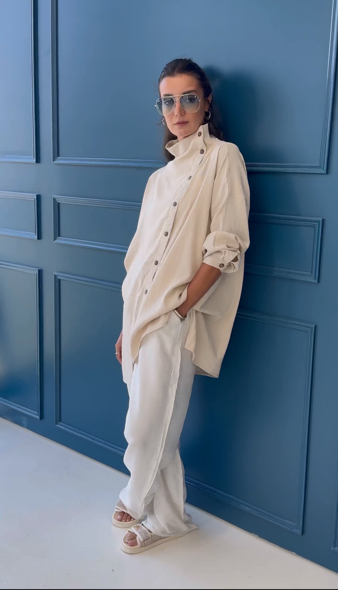 Beige top with buttons