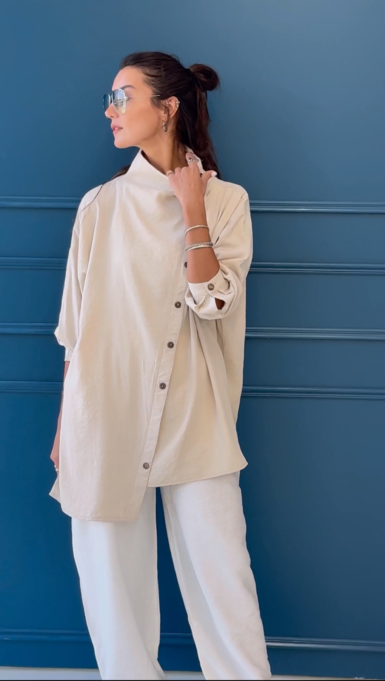 Beige top with buttons