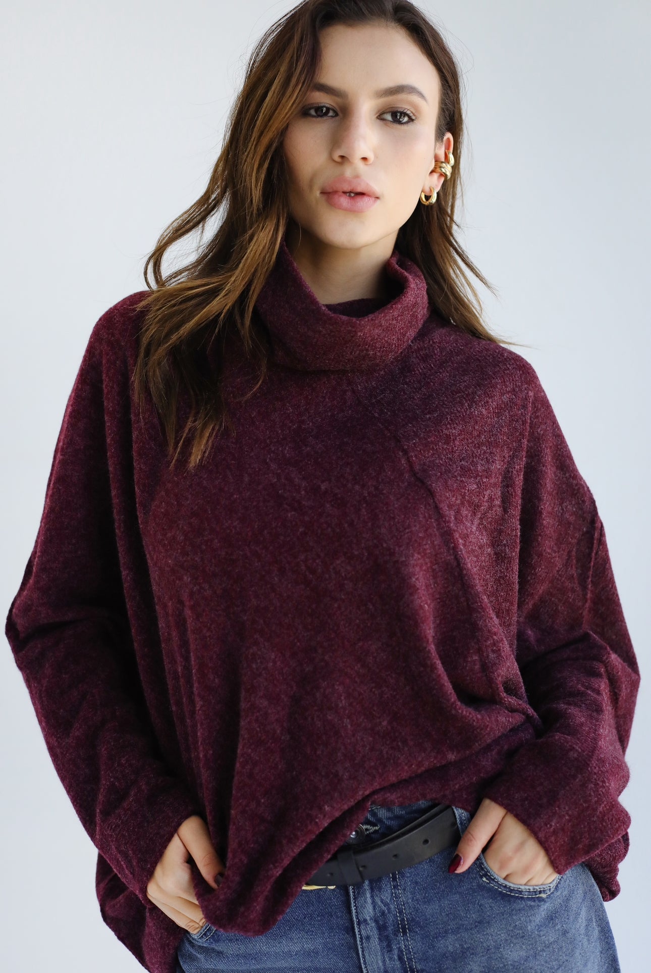 Burgundy basic pullover