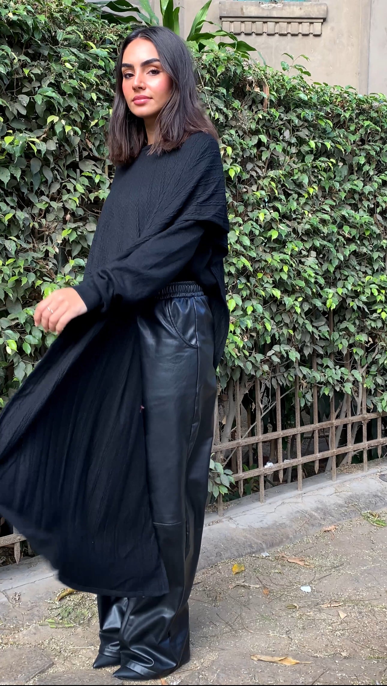 Basic pullover with attached shawl