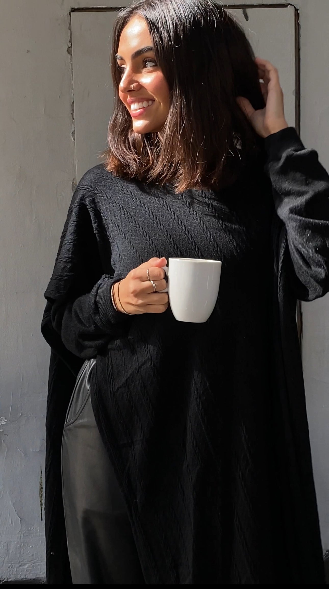 Basic pullover with attached shawl