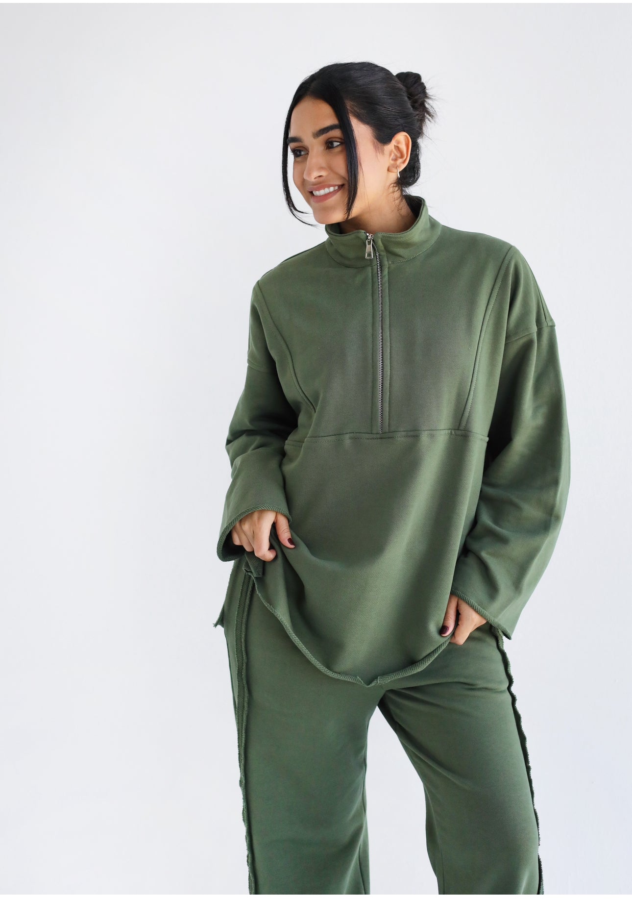 Olive green melton set