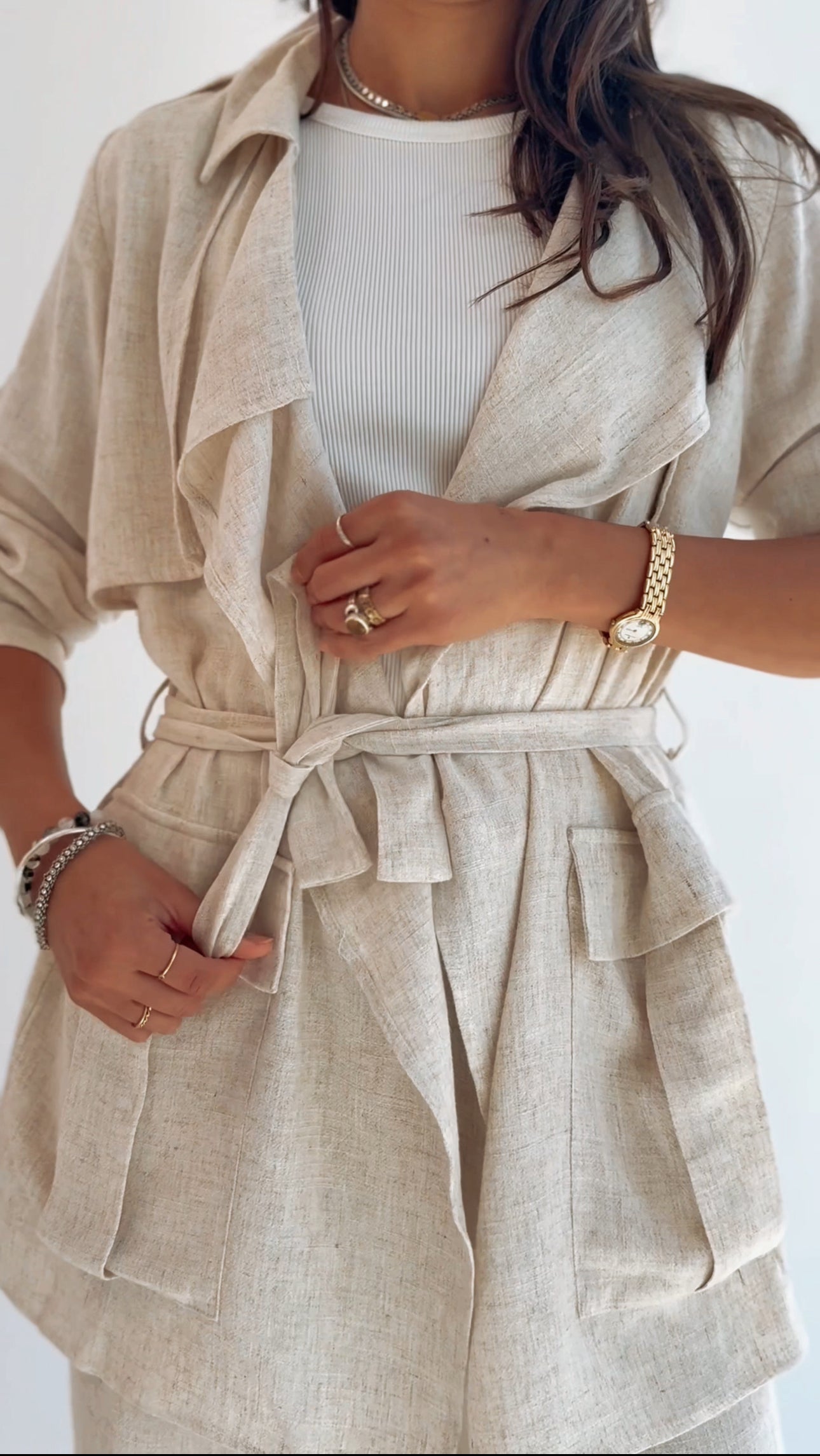 Beige linen set
