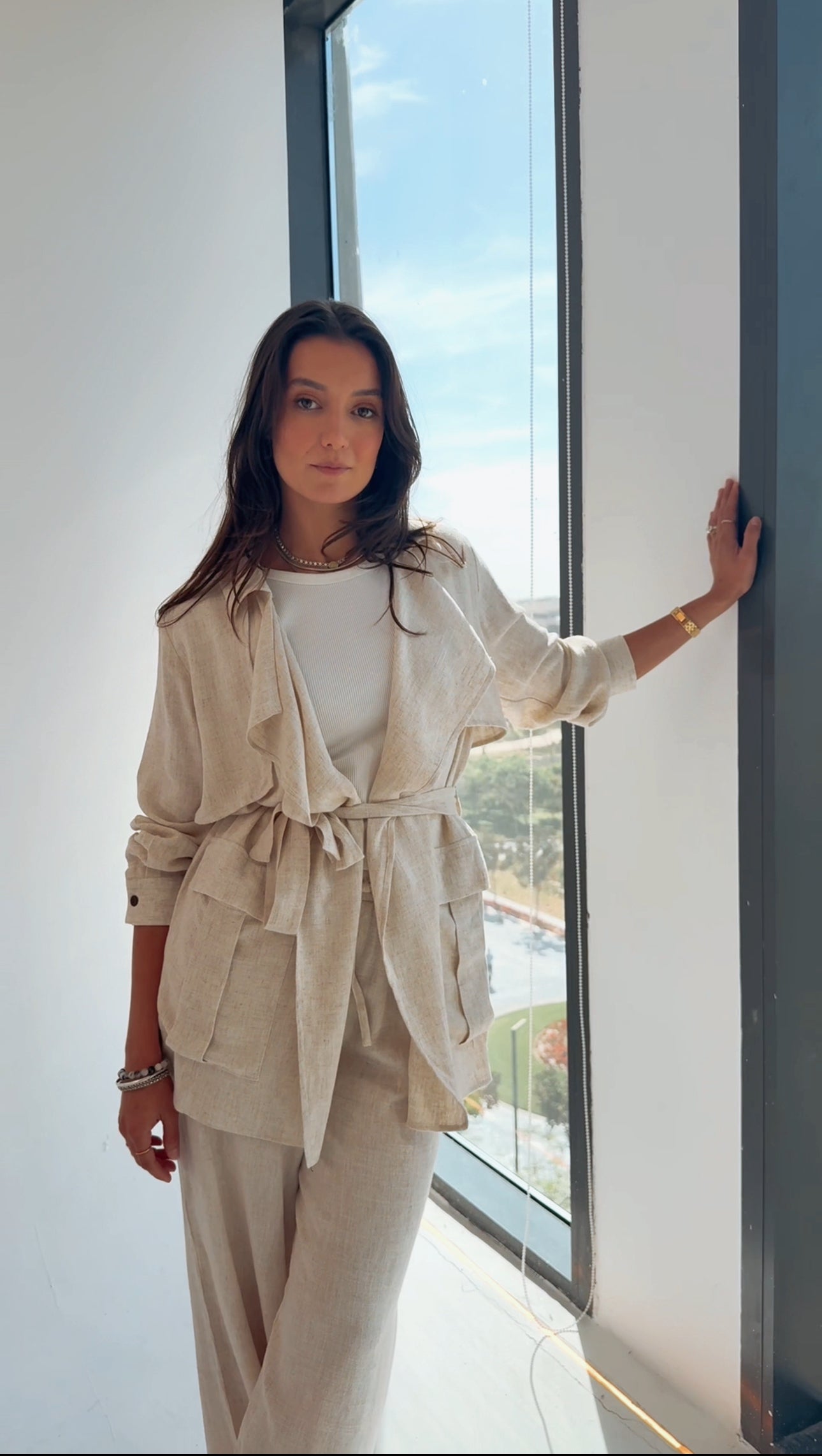 Beige linen set