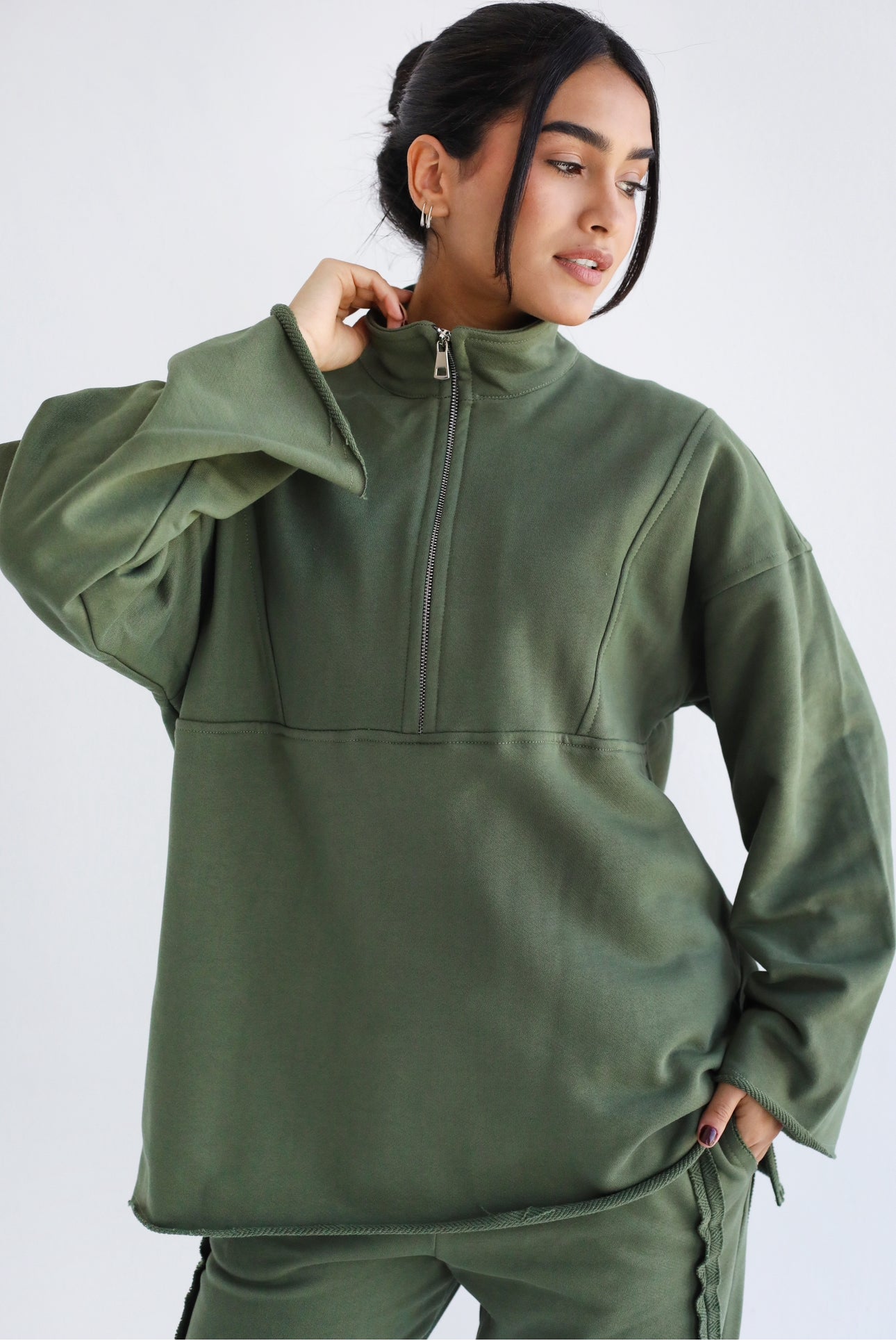 Olive green melton set