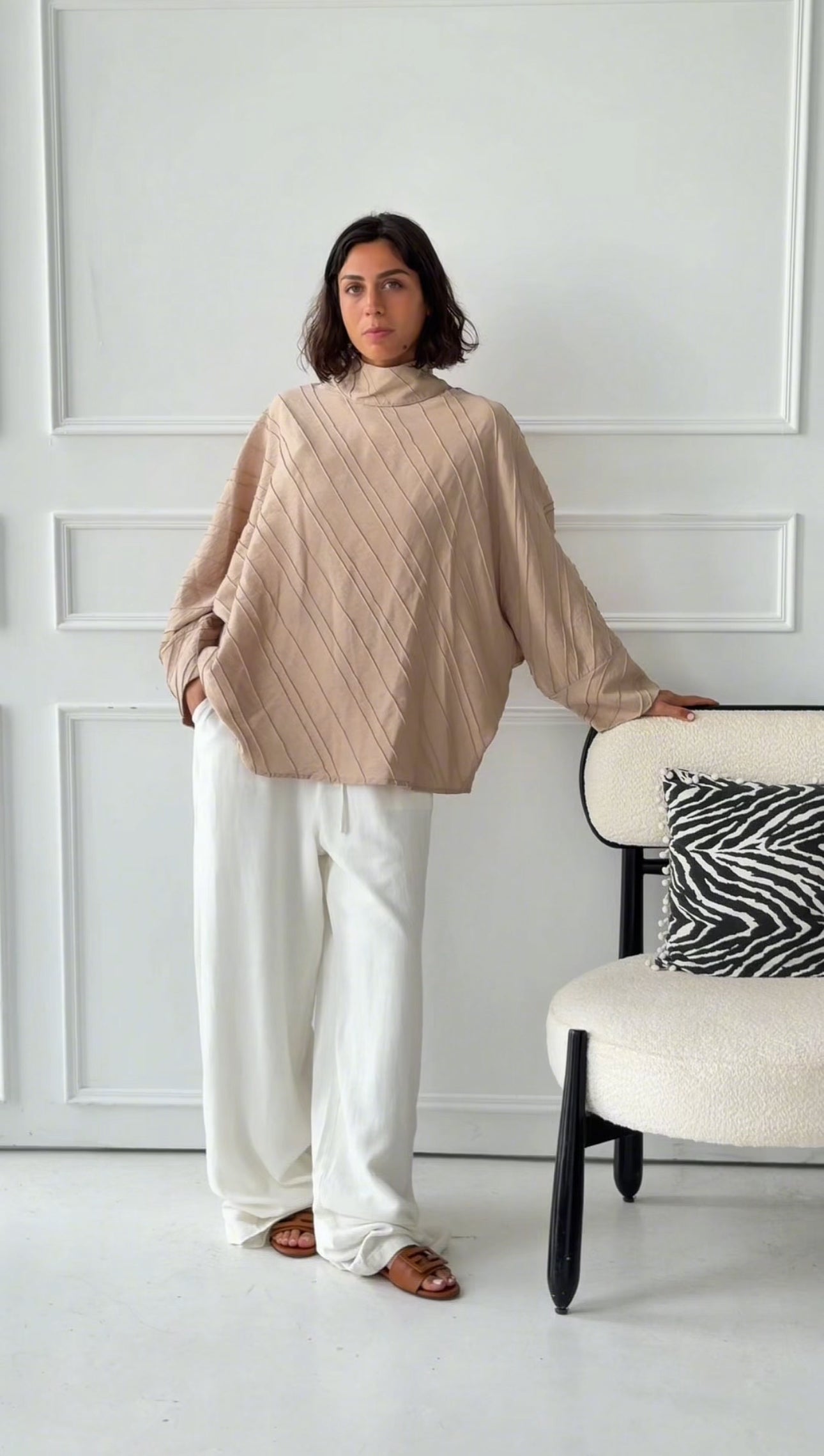 Beige basic top