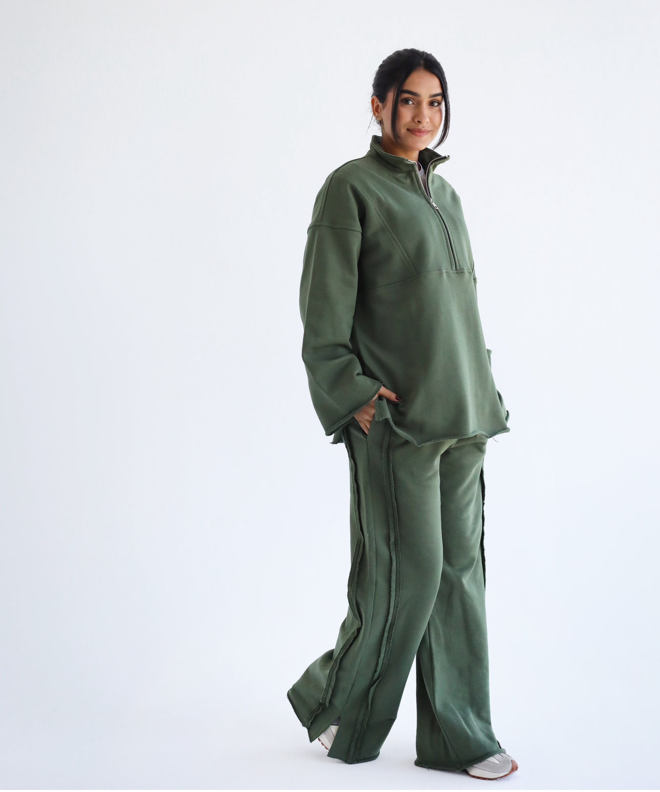 Olive green melton set